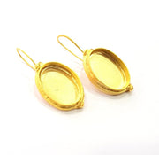 Earring Blank Base Settings Gold Resin Blank Cabochon Bases inlay Blank Mountings Matte Gold Plated Brass (25x18mm blank ) 1 Set  G14258