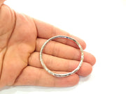 2 Shiny Silver Circle Connector Shiny Silver Plated Connector (52mm) G14572