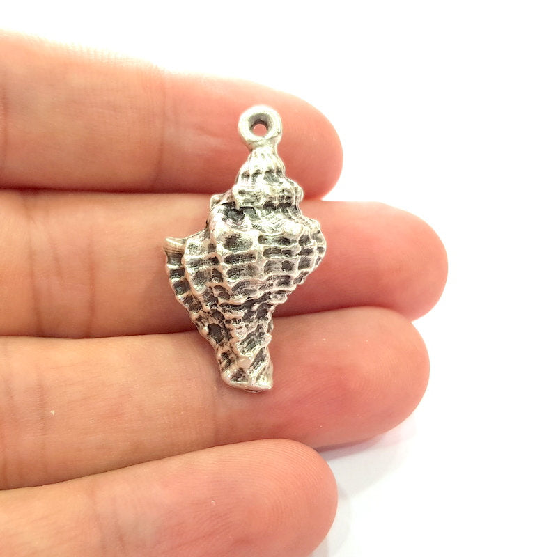 Oyster Charms Shell Charm Mussel Charms Sea Ocean Silver Charms Antique Silver Plated Metal (34x19mm) G14573