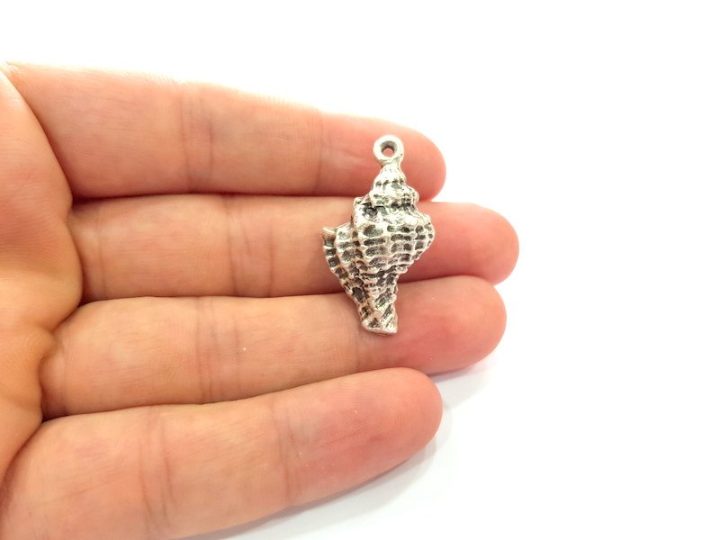 Oyster Charms Shell Charm Mussel Charms Sea Ocean Silver Charms Antique Silver Plated Metal (34x19mm) G14573