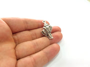 Oyster Charms Shell Charm Mussel Charms Sea Ocean Silver Charms Antique Silver Plated Metal (34x19mm) G14573