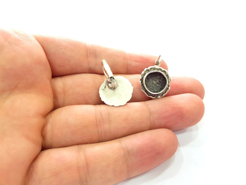 Earring Blank Base Settings Silver Resin Blank Cabochon Base inlay Blank Mountings Antique Silver Plated Brass (10mm blank) 1 Set  G14577
