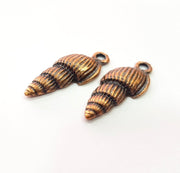 4 Oyster Charms Shell Charm Mussel Charms Sea Ocean Antique Copper Charm Antique Copper Plated Metal (30x12mm) G14587