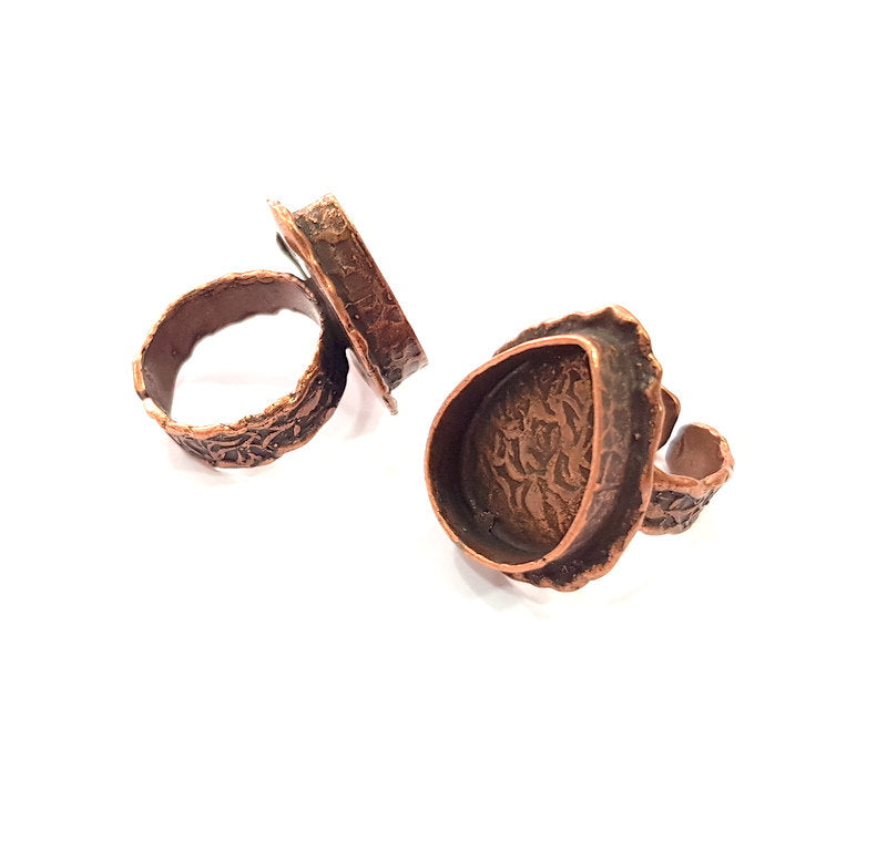 Copper Ring Settings inlay Ring Blank Mosaic Ring Bezel Base Cabochon Mountings ( 20x15 mm blank) Antique Copper Plated Brass G14588