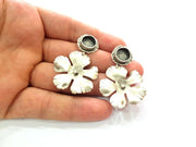 Earring Blank Base Settings Silver Resin Blank Cabochon Base inlay Blank Mountings Antique Silver Plated Brass (10mm blank) 1 Set  G14263