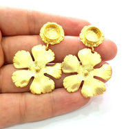 Earring Blank Base Settings Gold Resin Blank Cabochon Bases inlay Blank Mountings Gold Plated Brass (10mm blank ) 1 Set  G16292