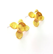 Earring Blank Base Settings Gold Resin Blank Cabochon Bases inlay Blank Mountings Matte Gold Plated Brass (10mm blank ) 1 Set  G14268