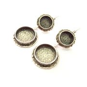 Earring Blank Base Settings Silver Resin Blank Cabochon Base inlay Blank Mountings Antique Silver Plated Brass (14+20mm blank) 1 Set  G14269