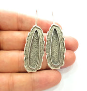 Earring Blank Base Settings Silver Resin Blank Cabochon Base inlay Blank Mountings Antique Silver Plated Brass (33x8mm blank) 1 Set  G14270