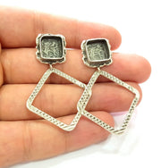 Earring Blank Base Settings Silver Resin Blank Cabochon Base inlay Blank Mountings Antique Silver Plated Brass (10mm blank) 1 Set  G14271