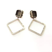 Earring Blank Base Settings Silver Resin Blank Cabochon Base inlay Blank Mountings Antique Silver Plated Brass (10mm blank) 1 Set  G14271