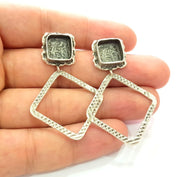 Earring Blank Base Settings Silver Resin Blank Cabochon Base inlay Blank Mountings Antique Silver Plated Brass (10mm blank) 1 Set  G14271