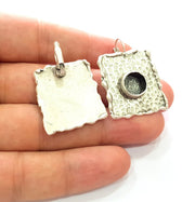 Earring Blank Base Settings Silver Resin Blank Cabochon Base inlay Blank Mountings Antique Silver Plated Brass (10mm blank) 1 Set  G16442