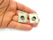 Earring Blank Base Settings Silver Resin Blank Cabochon Base inlay Blank Mountings Antique Silver Plated Brass (10mm blank) 1 Set  G16442