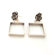 Earring Blank Base Settings Silver Resin Blank Cabochon Base inlay Blank Mountings Antique Silver Plated Brass (6mm blank) 1 Set  G14276