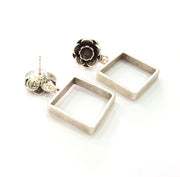 Earring Blank Base Settings Silver Resin Blank Cabochon Base inlay Blank Mountings Antique Silver Plated Brass (6mm blank) 1 Set  G14276