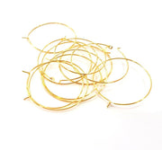 12 Pcs (6 pairs) Earring Loops Earring Circles Earring Hoops Gold Plated Brass,Findings  ( 30 mm )  G14279