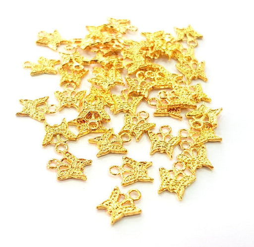 20 Butterfly Charm Shiny Gold Plated Charm Gold Plated Metal (10x8mm)  G14282