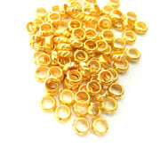 20 Gold Rondelle Beads Spacer Gold Plated Metal Beads  (9 mm)  G14284