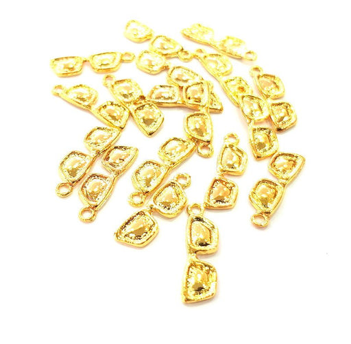 10 Glasses Charm Shiny Gold Plated Charm Gold Plated Metal (20x6mm)  G14286