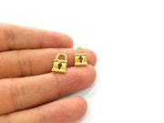 10 Lock Charm Shiny Gold Plated Charm Gold Plated Metal (15x9mm)  G14287