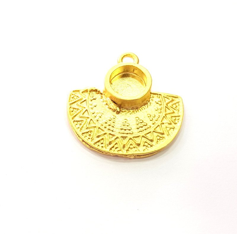 Gold Pendant Blank Gold Pendant Gold Plated Metal (10mm blank)  G14289
