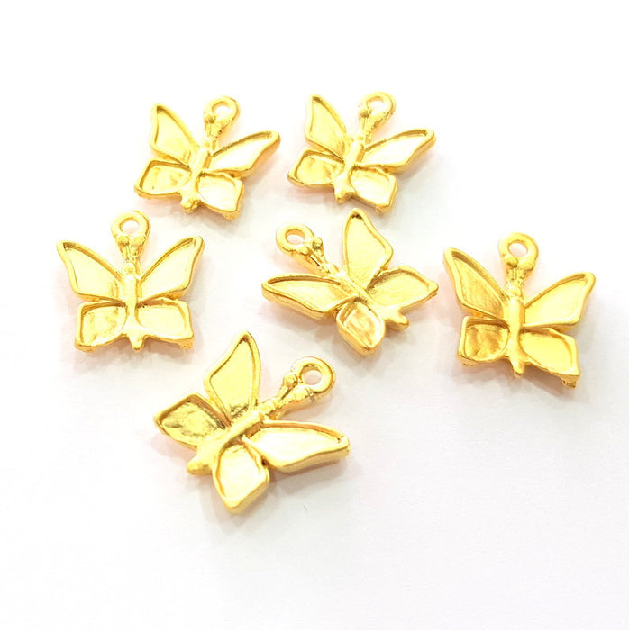 6 Butterfly Charm Gold Charms Gold Plated Metal (17x15mm)  G14297