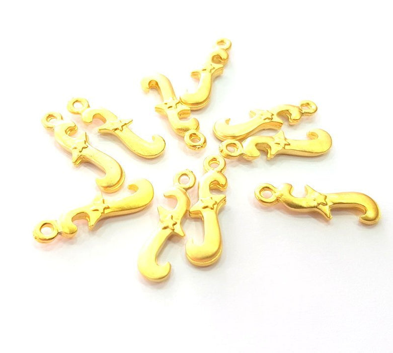 10 Gold Charms Matt Gold Charms  (23x6mm)  G14309