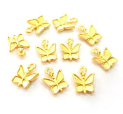 10 Butterfly Charm Gold Charms Gold Plated Metal (15x11mm)  G14310