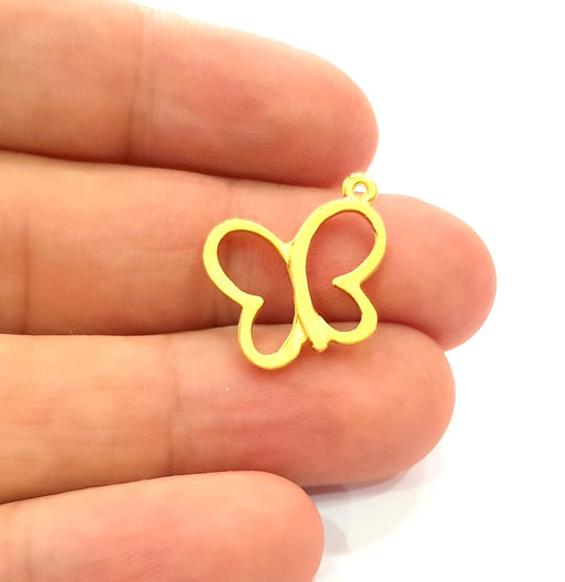 8 Butterfly Charm Gold Charms Gold Plated Metal (20x18mm)  G14311