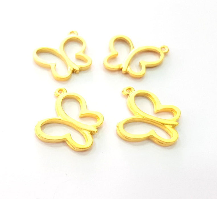 8 Butterfly Charm Gold Charms Gold Plated Metal (20x18mm)  G14311