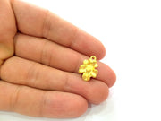 6 Flower Charm Matt Gold Charms (18x13mm)  G14312