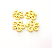 10 Flower Charm Gold Charms Gold Plated Metal (14mm)  G14314