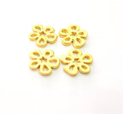 10 Flower Charm Gold Charms Gold Plated Metal (14mm)  G14314