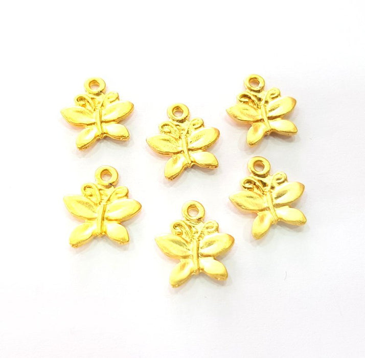 10 Butterfly Charm Gold Charms Gold Plated Metal (15x13mm)  G14317