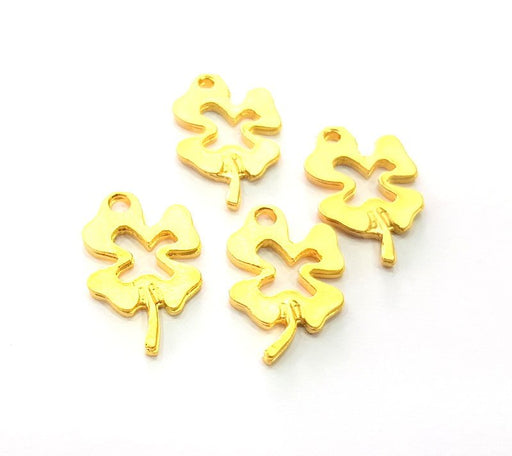 4 Clover Charm Matt Gold Charms (21x15mm)  G14320