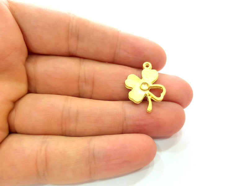 4 Clover Charm Matt Gold Charms (25x17mm)  G14323