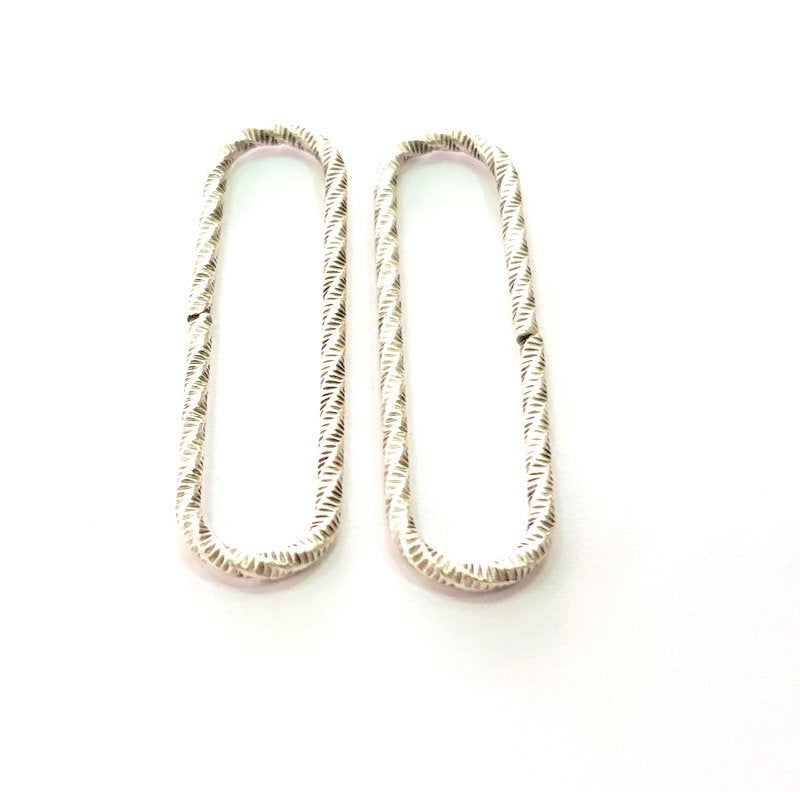 10 Silver Oval Connector Findings Antique Silver Plated Metal (42x12mm) G14325