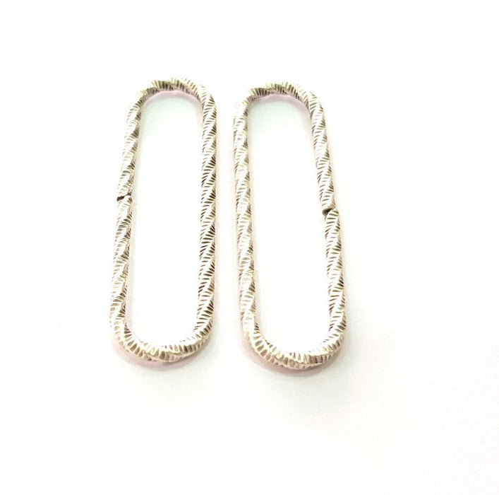 10 Silver Oval Connector Findings Antique Silver Plated Metal (42x12mm) G14325