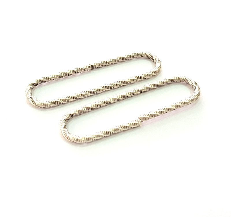 10 Silver Oval Connector Findings Antique Silver Plated Metal (42x12mm) G14325