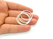 10 Silver Circle Connector Antique Silver Plated Brass (30 mm)  G14327