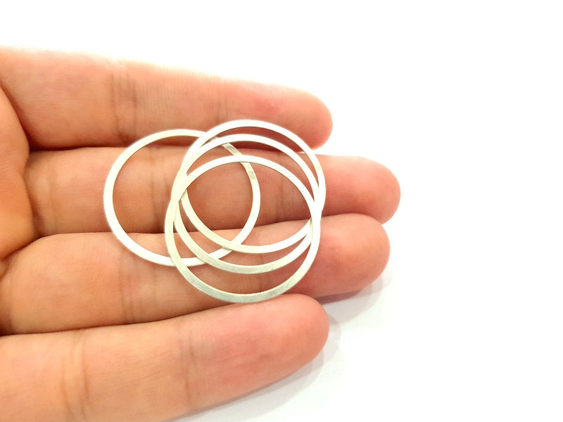 10 Silver Circle Connector Antique Silver Plated Brass (30 mm)  G14327