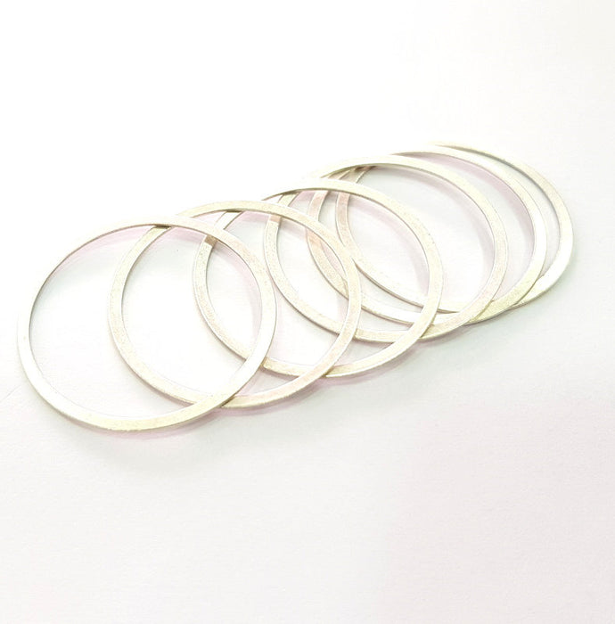 10 Silver Circle Connector Antique Silver Plated Brass (30 mm)  G14327