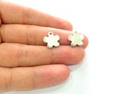 10 Flower Charm Silver Charms Antique Silver Plated Metal (14mm) G14329