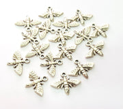 20 Bee Charm Silver Charms Antique Silver Plated Metal (17x12mm) G14336