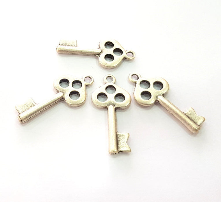 4 Key Charm Silver Charms Antique Silver Plated Metal (34x16mm) G14337