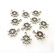 10 Rudder Charm Silver Charms Antique Silver Plated Metal (20x16mm) G14338