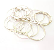 10 Silver Circle Connector Antique Silver Plated Brass (34 mm)  G14341