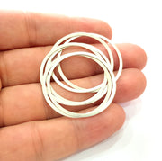 10 Silver Circle Connector Antique Silver Plated Brass (34 mm)  G14341