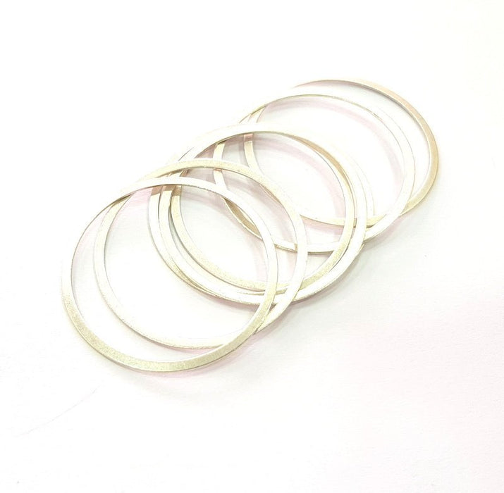 10 Silver Circle Connector Antique Silver Plated Brass (34 mm)  G14341